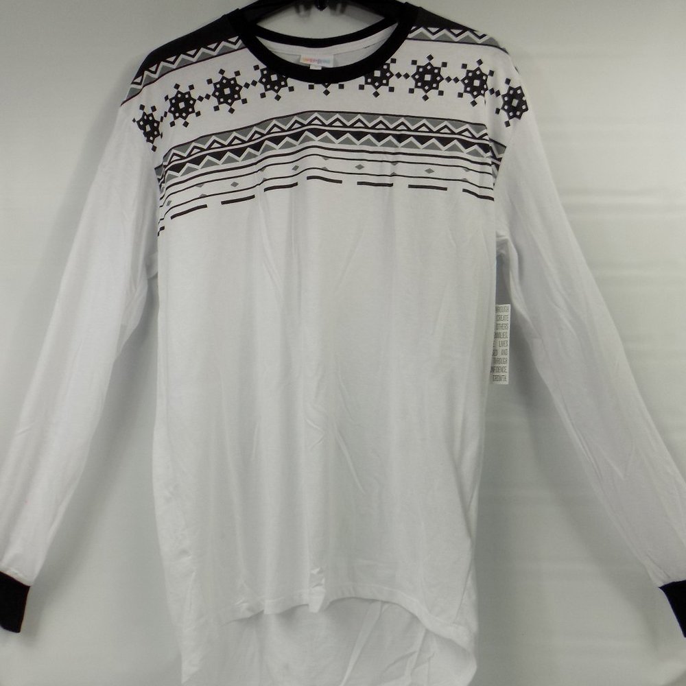 LuLaRoe Hudson Long Sleeve Snowflake Design Top DEFECT - READ DESCRIPTION Size S - Picture 1 of 12